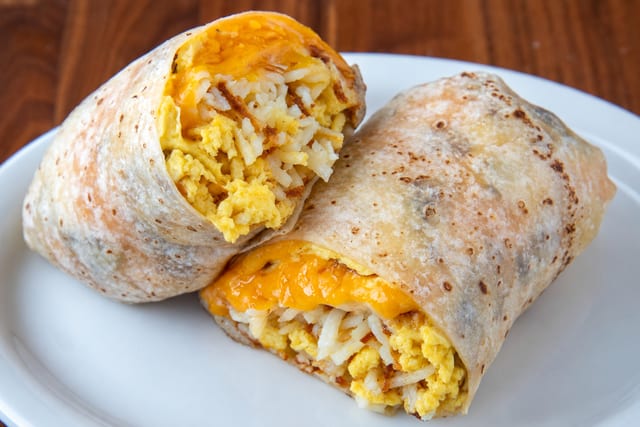 Egg, Cheese & Potato Breakfast Burrito.