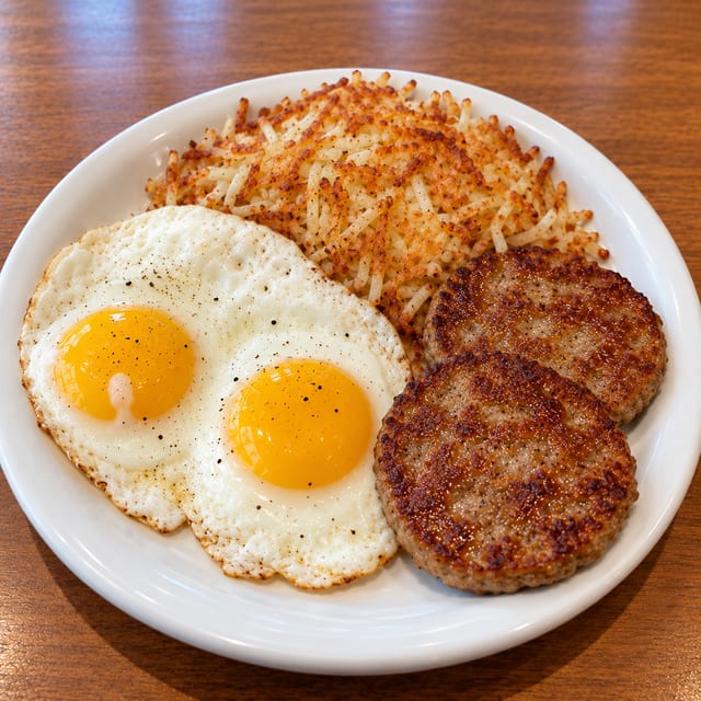 Sausage Patties & Eggs.